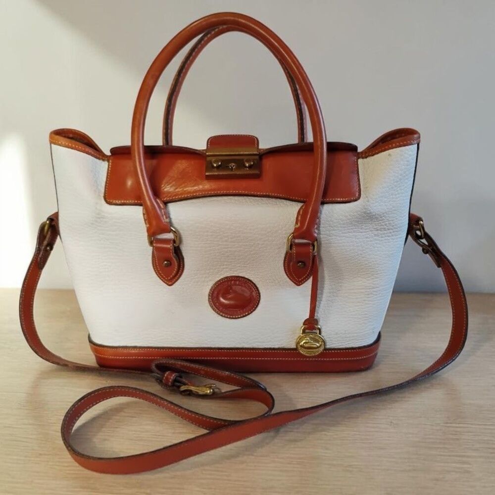 Vintage Dooney Bourke Gladstone Satchel Pebbled Leather Locking Doctor Bag USA
